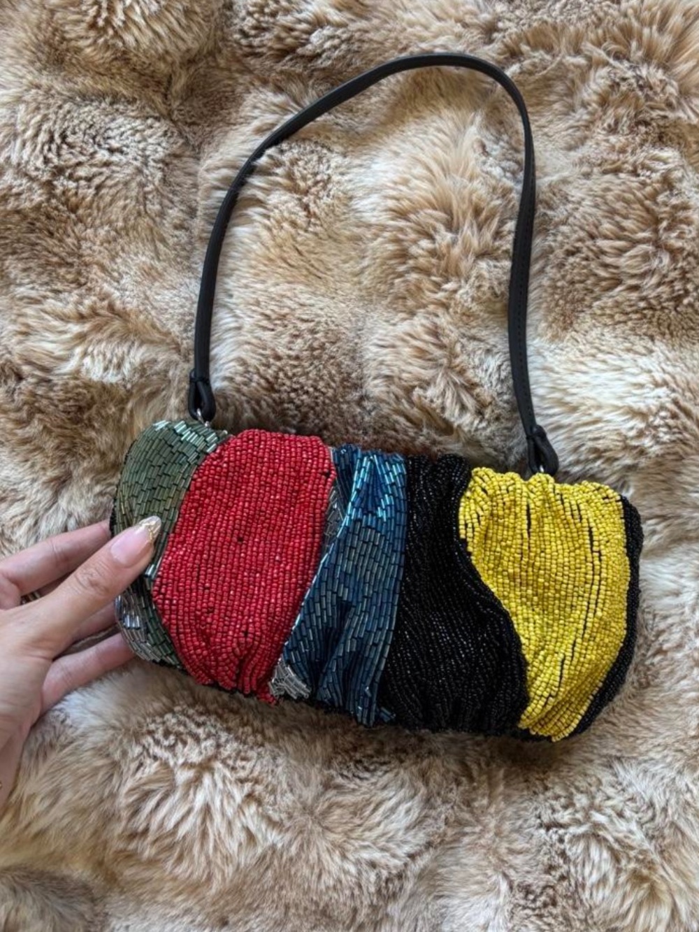 STAUD Multicolor Beaded Bean Bag Shoulder Bag (Rare) - Picture 4 of 7